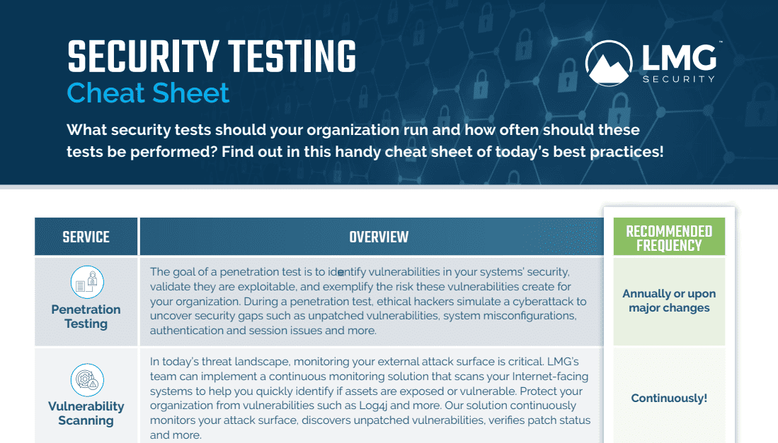 Security Testing Cheat Sheet - LMG Security | LMG Security