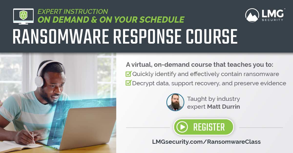 Ransomware Response On-Demand Training Class | LMG Security